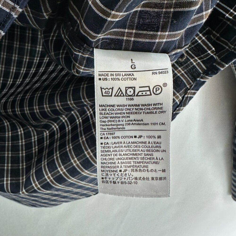Banana Republic Button Up Shirt L Black Plaid Long Sleeve Non Iron Standard Fit - Picture 11 of 12
